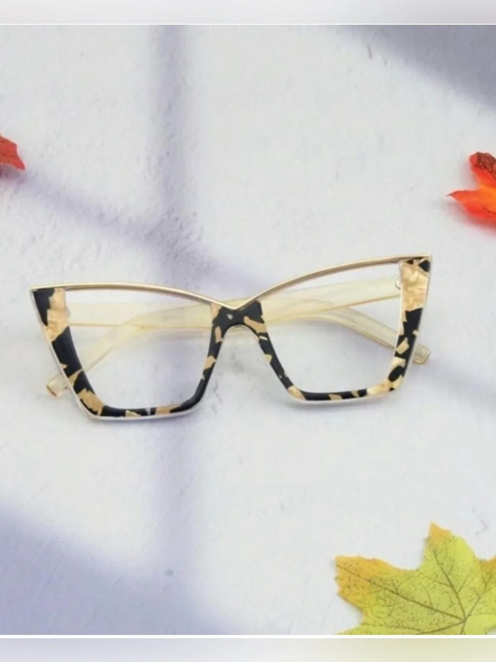 🌸 NEW Women's Leopard Print Square Frame Glasses - Brown/Black